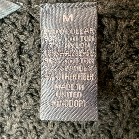 VTG 90’s HILLARD HANSEN charcoal grey chunky knit Sweater Sz M fold over collar - Picture 5 of 12